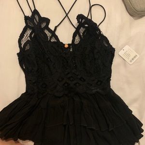 Never worn black free people lace peplum blouse✨